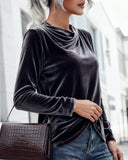 Solid Color Long-Sleeved Design Top