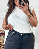 Sleeveless Funnel Lace Ruffled Vest