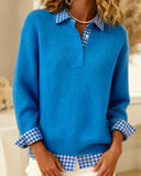 Solid Color Plaid Patchwork Jumper