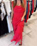 Sleeveless Solid Color Cake Dress