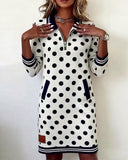 Casual Contrast Polka Dot Pocket Dress