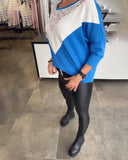 Fashionable Round Neck Patchwork Lace Top