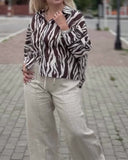 Casual Loose Fit Zebra Print Blouse