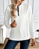 Zipped Cable-Knit Long-Sleeve Sweatshirt