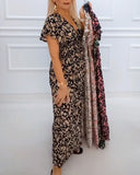 Casual Floral Print V-Neck Dress
