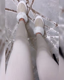 Solid Threaded Ribbed Leggings