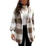 Fleece Plaid Tartan Hooded Teddy Coat