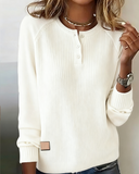 Stylish Button Raglan Sleeve Pullover