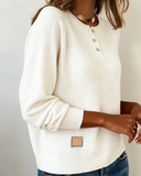 Stylish Button Raglan Sleeve Pullover