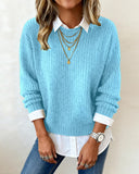 Shirt Collar Patchwork Jumper