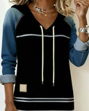 Hooded Striped Color Block Dress