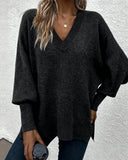 Lantern Sleeve V Neck Jumper