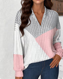V-Neck Ribbed Contrast Top