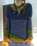 Striped Color-Blocked Long Sleeve Sweater