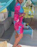 Trumpet Sleeve V-Neck Pleated Temperament Dress