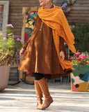 Lapel Loose Long-Sleeved Dress