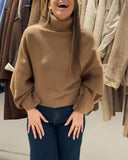 Solid Color Turtleneck Base Sweater