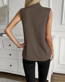 Elegant Sleeveless Turtleneck Slit Pullovers