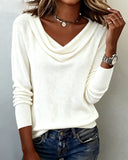 Fashionable Long-Sleeved Pile Collar Jumper