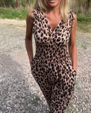 Fashionable Leopard Print Jumpsuit