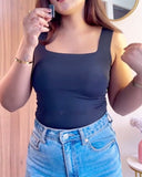 Built In Bra Solid Color Tank Top