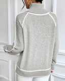 Turtleneck Fashionable Contrast Color Sweater