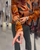 Printed Fashion Bell Sleeve Top