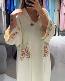 Hooded Embroidered Loose Dual Pocket Dress