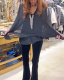 Solid Color Personalized Mesh Blouse
