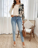 Patchwork Printed Crew Neck Top