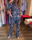 V-Neck Pleated Printed Slim-Fit Suit