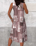 V-Neck Sleeveless Printed Casual Dress