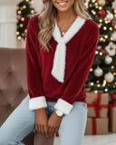 Fur Collar Tie Velvet Sweatshirt