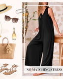 Sleeveless Solid Color Wide-Leg Jumpsuit