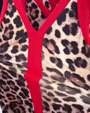 Sleeveless Elegant Leopard Print Contrast Dress