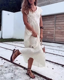 Elegant Solid Color V-Neck Dress