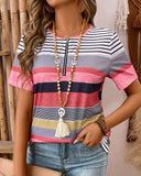 Half-Zip Striped Multicolor T-Shirt