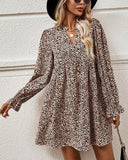 Leopard Print Temperamental V-Neck Dress
