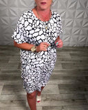 Casual Printed Crew Neck Dress