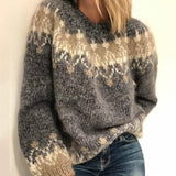 Color Block Mohair Chunky Knit Raglan Shoulder Pullover Sweater