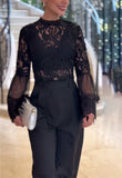 Solid Color Sexy Lace Blouse