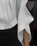 Loose Solid Color Pleated Blouse