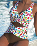Casual Polka Dot One-Piece Swimsuit