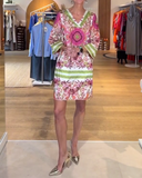Casual Retro V-neck Printed Dress