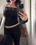 Casual Slim Lace Solid Color T-Shirt