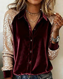Sequined Lapel Fashion Shirt