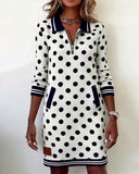 Casual Contrast Polka Dot Pocket Dress