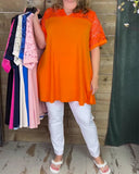 V-Neck Lace Panel Blouse