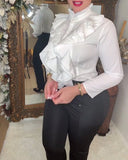 Ruffled Fashion Solid Color Women's Blouse