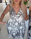 Casual V-Neck Printed Dress